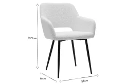 Chaises en tissu effet laine bouclée blanc cassé et métal noir (lot de 2) LAURETTE