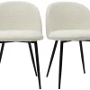 Chaises en tissu effet laine bouclée blanc cassé et métal noir (lot de 2) CELESTE