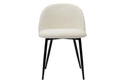 Chaises en tissu effet laine bouclée blanc cassé et métal noir (lot de 2) CELESTE