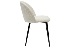 Chaises en tissu effet laine bouclée blanc cassé et métal noir (lot de 2) CELESTE