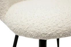 Chaises en tissu effet laine bouclée blanc cassé et métal noir (lot de 2) CELESTE