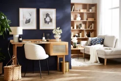 Chaises en tissu effet laine bouclée blanc cassé et métal noir (lot de 2) CELESTE