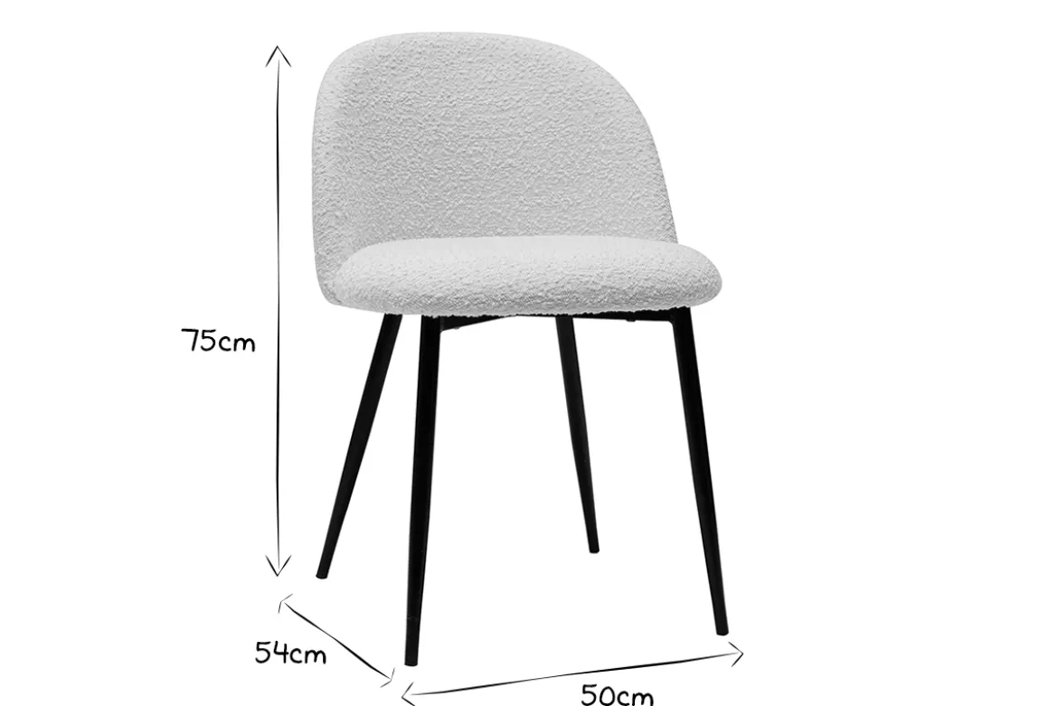 Chaises en tissu effet laine bouclée blanc cassé et métal noir (lot de 2) CELESTE