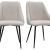 Chaises en tissu effet velours texturé beige et métal noir (lot de 2) HIGGINS