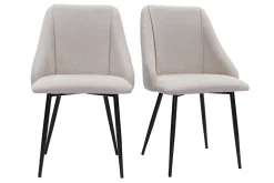 Chaises en tissu effet velours texturé beige et métal noir (lot de 2) HIGGINS