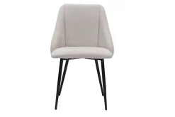 Chaises en tissu effet velours texturé beige et métal noir (lot de 2) HIGGINS