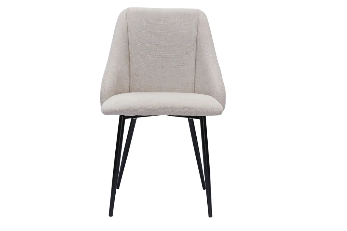 Chaises en tissu effet velours texturé beige et métal noir (lot de 2) HIGGINS