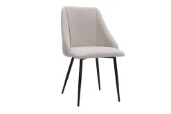 Chaises en tissu effet velours texturé beige et métal noir (lot de 2) HIGGINS