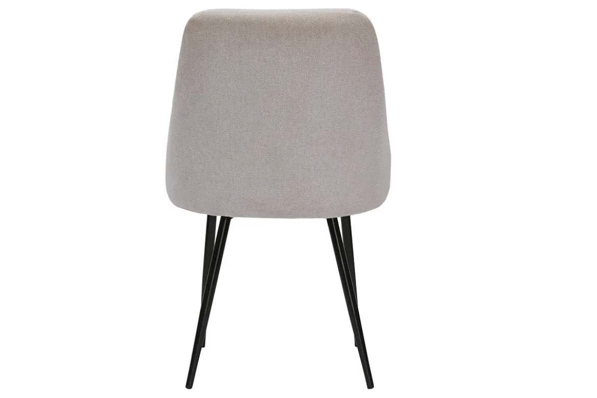 Chaises en tissu effet velours texturé beige et métal noir (lot de 2) HIGGINS