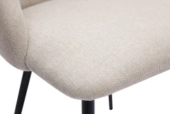 Chaises en tissu effet velours texturé beige et métal noir (lot de 2) HIGGINS