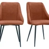 Chaises en tissu effet velours texturé terre brûlée et métal noir (lot de 2) HIGGINS
