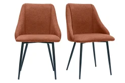 Chaises en tissu effet velours texturé terre brûlée et métal noir (lot de 2) HIGGINS