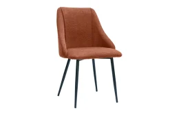 Chaises en tissu effet velours texturé terre brûlée et métal noir (lot de 2) HIGGINS
