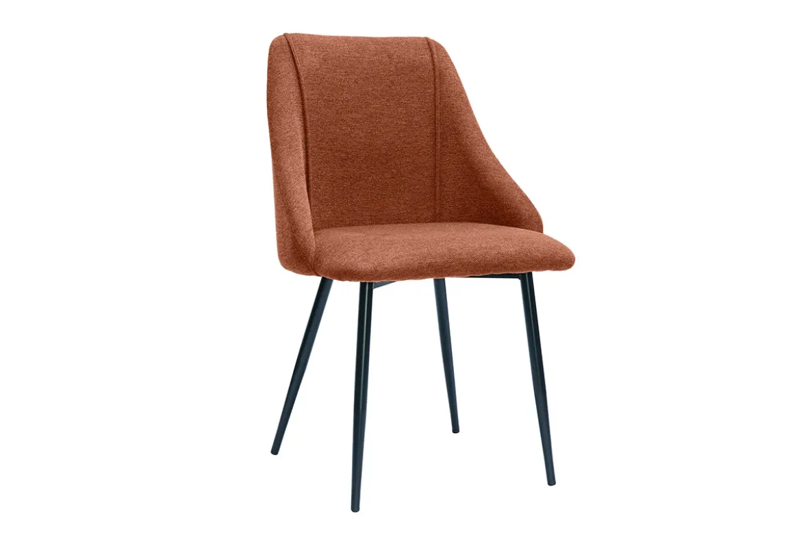 Chaises en tissu effet velours texturé terre brûlée et métal noir (lot de 2) HIGGINS
