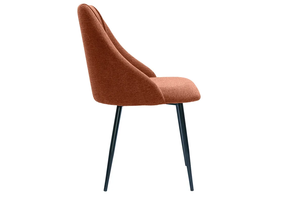 Chaises en tissu effet velours texturé terre brûlée et métal noir (lot de 2) HIGGINS