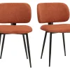 Chaises en tissu effet velours texturé terre brûlée et métal noir (lot de 2) ATRIUM