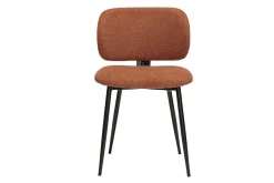 Chaises en tissu effet velours texturé terre brûlée et métal noir (lot de 2) ATRIUM