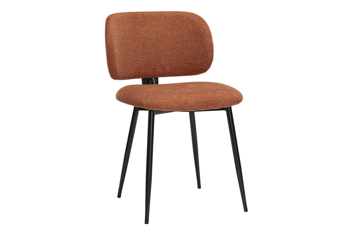 Chaises en tissu effet velours texturé terre brûlée et métal noir (lot de 2) ATRIUM