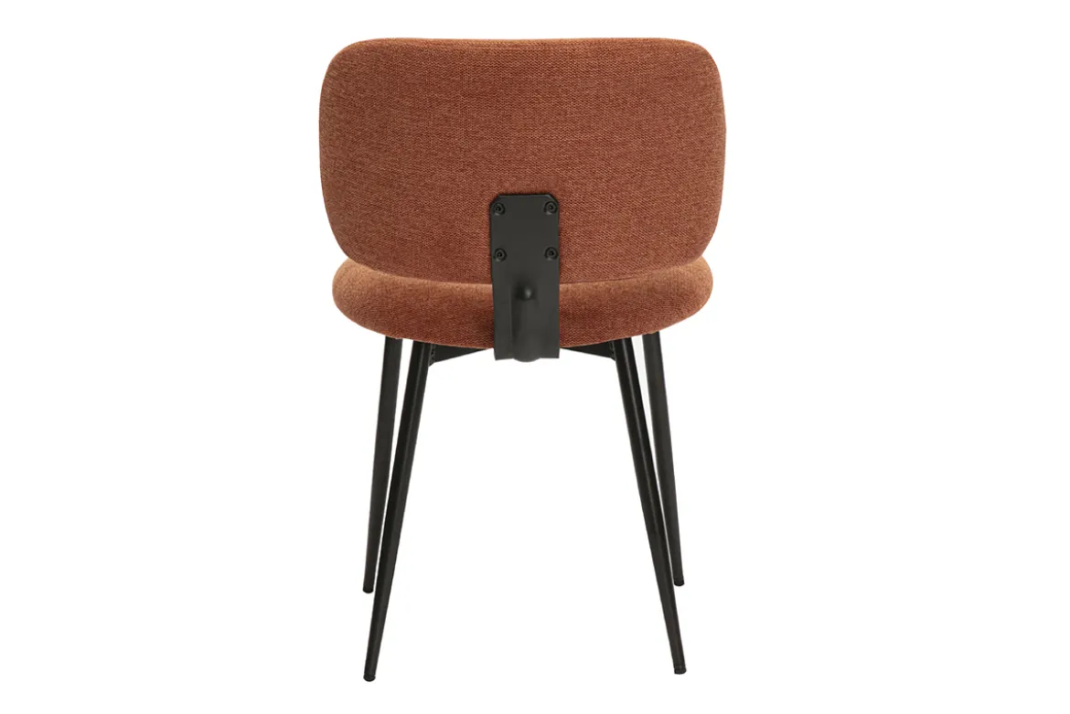 Chaises en tissu effet velours texturé terre brûlée et métal noir (lot de 2) ATRIUM