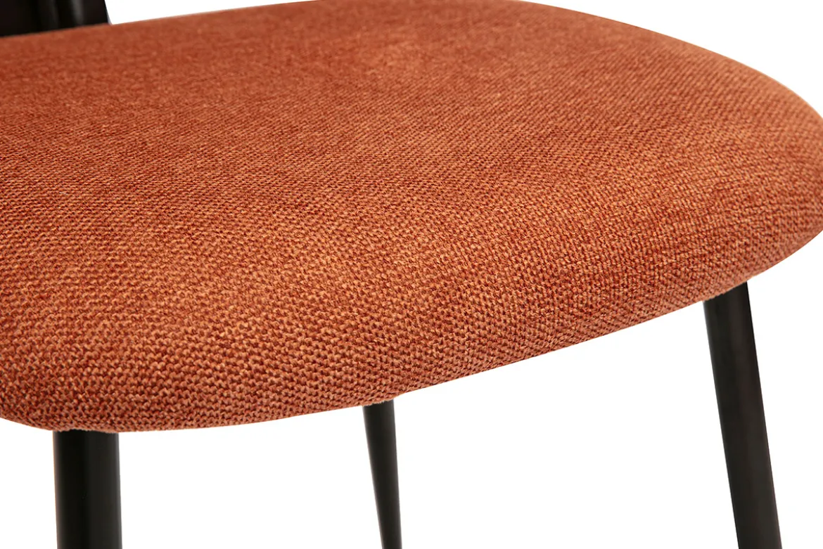 Chaises en tissu effet velours texturé terre brûlée et métal noir (lot de 2) ATRIUM