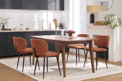 Chaises en tissu effet velours texturé terre brûlée et métal noir (lot de 2) ATRIUM
