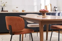 Chaises en tissu effet velours texturé terre brûlée et métal noir (lot de 2) ATRIUM