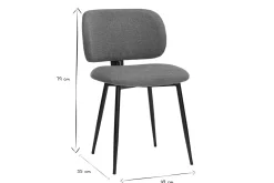 Chaises en tissu effet velours texturé terre brûlée et métal noir (lot de 2) ATRIUM