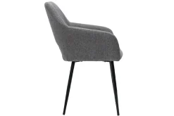 Chaises en tissu effet velours texturé gris et métal noir (lot de 2) LAURETTE
