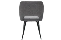 Chaises en tissu effet velours texturé gris et métal noir (lot de 2) LAURETTE