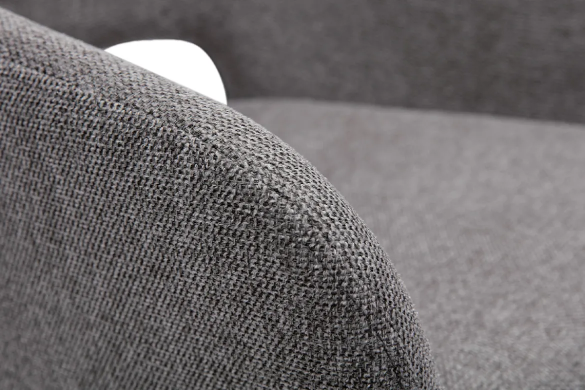 Chaises en tissu effet velours texturé gris et métal noir (lot de 2) LAURETTE