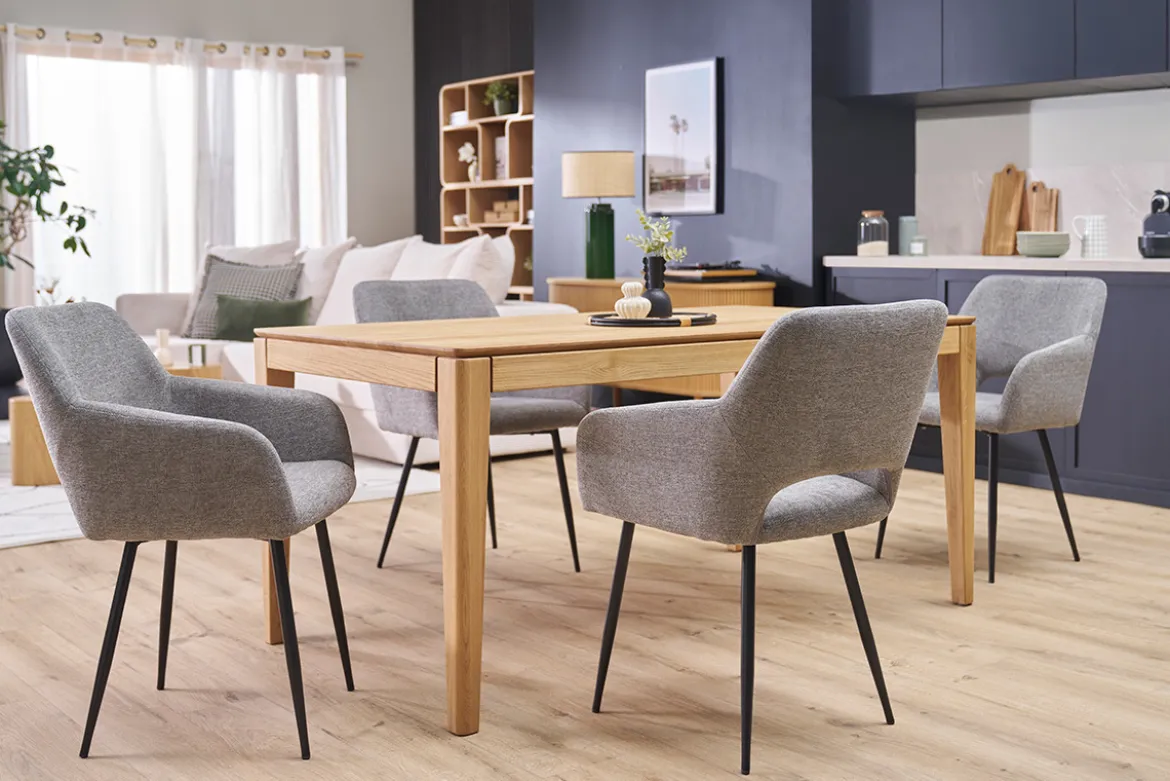 Chaises en tissu effet velours texturé gris et métal noir (lot de 2) LAURETTE