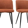 Chaises en tissu effet velours texturé terre brûlée et métal noir (lot de 2) MONTI