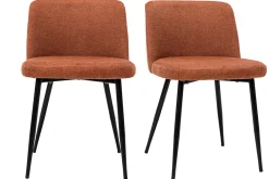 Chaises en tissu effet velours texturé terre brûlée et métal noir (lot de 2) MONTI