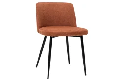 Chaises en tissu effet velours texturé terre brûlée et métal noir (lot de 2) MONTI