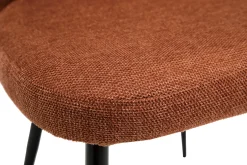 Chaises en tissu effet velours texturé terre brûlée et métal noir (lot de 2) MONTI