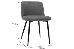 Chaises en tissu effet velours texturé terre brûlée et métal noir (lot de 2) MONTI
