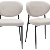 Chaises en tissu effet velours texturé beige et métal noir (lot de 2) BREKA