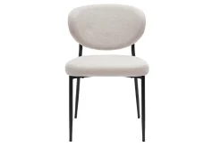 Chaises en tissu effet velours texturé beige et métal noir (lot de 2) BREKA
