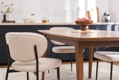 Chaises en tissu effet velours texturé beige et métal noir (lot de 2) BREKA