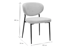 Chaises en tissu effet velours texturé beige et métal noir (lot de 2) BREKA