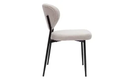 Chaises en tissu effet velours texturé beige et métal noir (lot de 2) BREKA