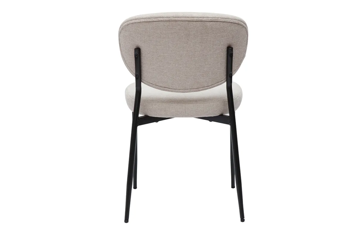 Chaises en tissu effet velours texturé beige et métal noir (lot de 2) BREKA