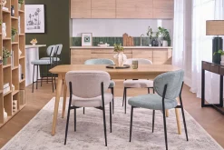 Chaises en tissu effet velours texturé beige et métal noir (lot de 2) BREKA