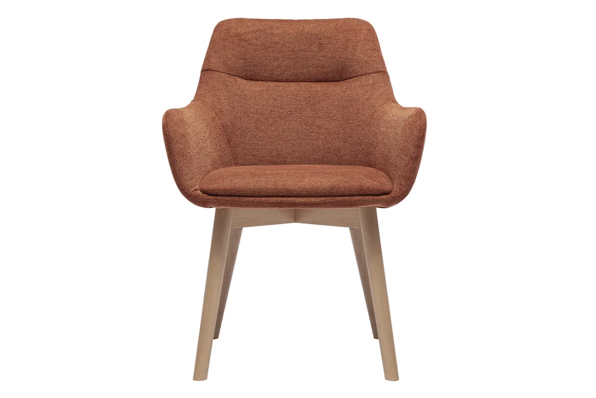 Chaises en tissu effet velours texturé terre brûlée et bois clair (lot de 2) ALESS