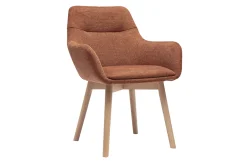 Chaises en tissu effet velours texturé terre brûlée et bois clair (lot de 2) ALESS