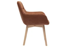 Chaises en tissu effet velours texturé terre brûlée et bois clair (lot de 2) ALESS