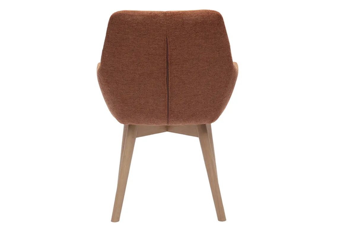 Chaises en tissu effet velours texturé terre brûlée et bois clair (lot de 2) ALESS