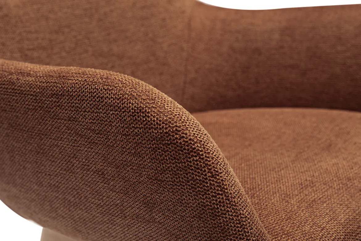 Chaises en tissu effet velours texturé terre brûlée et bois clair (lot de 2) ALESS