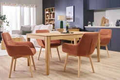 Chaises en tissu effet velours texturé terre brûlée et bois clair (lot de 2) ALESS