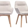 Chaises en tissu effet velours texturé beige et bois clair (lot de 2) ALESS